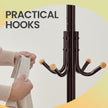 Coat Stand – Metal – Black – 12 Hooks, 4 Legs