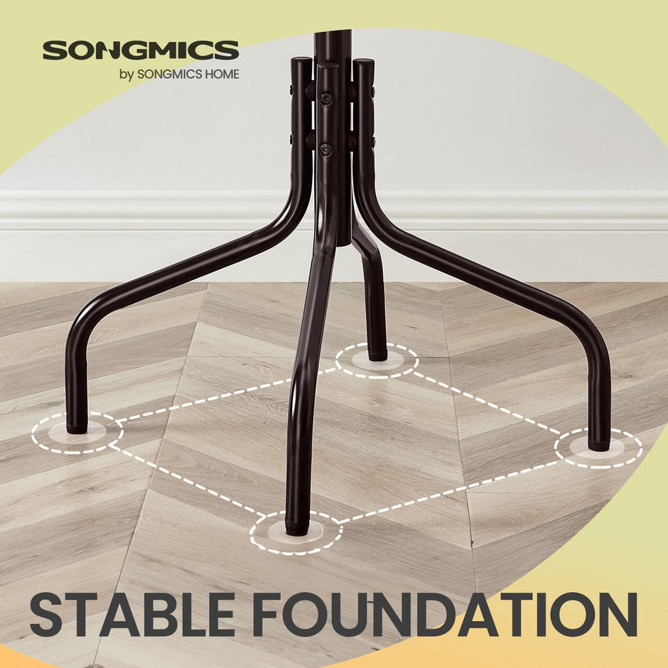 Coat Stand – Metal – Black – 12 Hooks, 4 Legs