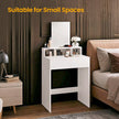 Vanity Table – Wood – Cloud White – Modern Design with Large Mirror and Storage Compartments