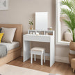 Dressing Table – Wood – Cloud White – Modern Design with Large Mirror and Drawers