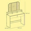 Makeup Vanity Desk – Wood – White – Tri-Fold Mirror, 2 Drawers, 3 Open Compartments