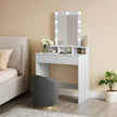 Vanity Table – MDF – White – LED Mirror with Adjustable Brightness and Storage Compartments