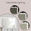 Vanity Table – MDF – White – Large Mirror with Adjustable LED Lights, 2 Drawers and 3 Compartments