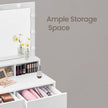 Vanity Table – MDF – White – Large Mirror with Adjustable LED Lights, 2 Drawers and 3 Compartments
