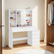 Makeup Desk – MDF – Cloud White – Modern Design with Adjustable LED Lights, Drawers, and Shelves