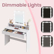 Dressing Table – Wood – Modern – LED Lights with Adjustable Brightness, Mirror, 2 Drawers and 3 Compartments