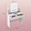Dressing Table – Wood – Modern – LED Lights with Adjustable Brightness, Mirror, 2 Drawers and 3 Compartments