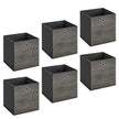Storage Cubes – Oxford and Non-Woven Fabric – Rustic Brown and Black – Foldable Set of 6 with Handle