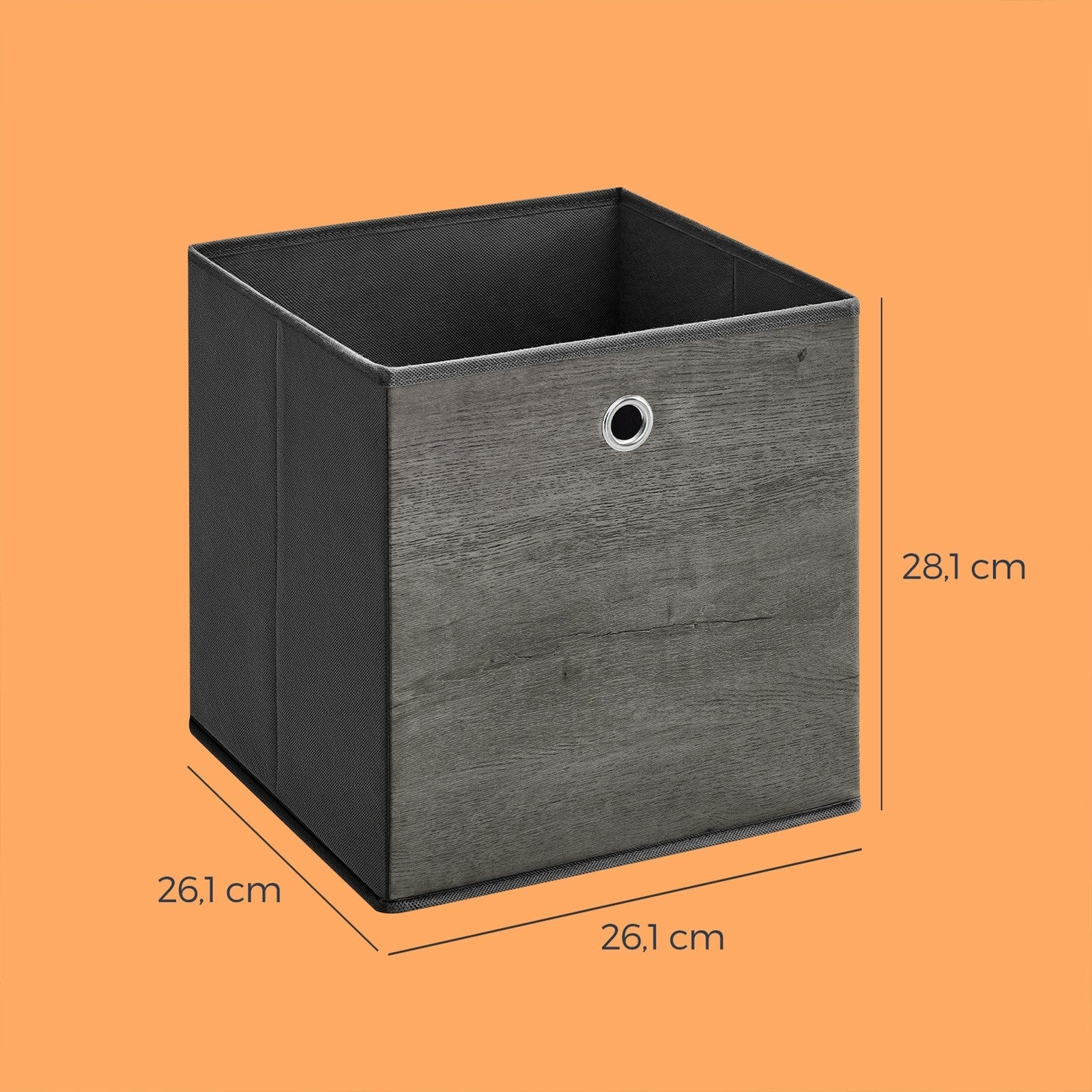 Storage Cubes – Oxford and Non-Woven Fabric – Rustic Brown and Black – Foldable Set of 6 with Handle