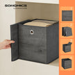 Storage Cubes – Oxford and Non-Woven Fabric – Rustic Brown and Black – Foldable Set of 6 with Handle