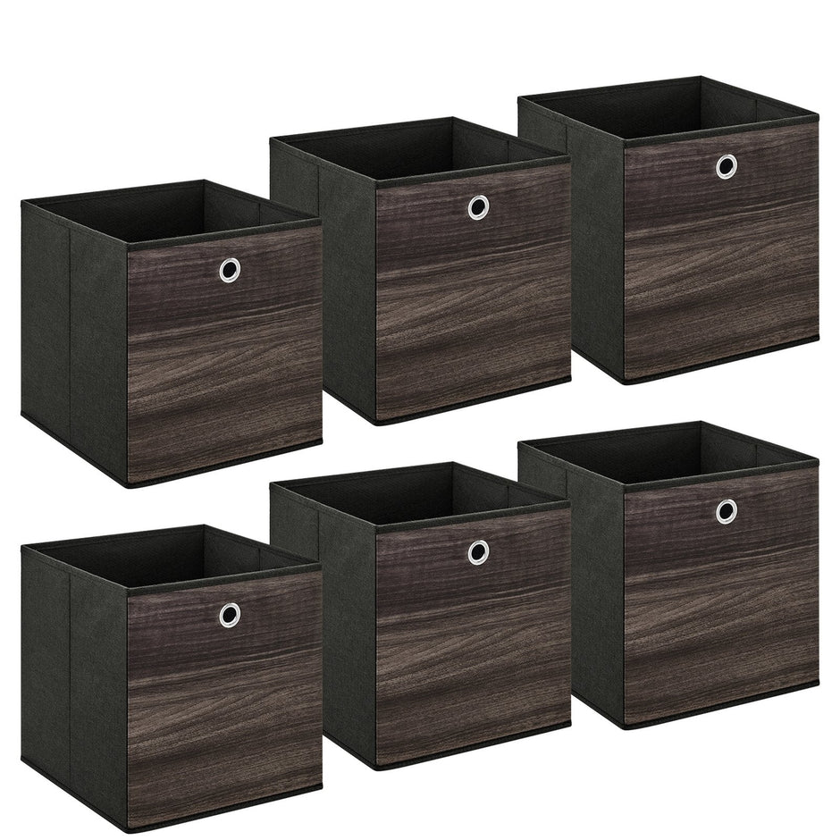 Storage Boxes – Non-Woven Fabric – Grey – Foldable Set of 6 with Handle