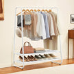 Heavy-Duty Clothes Rack – Steel – Cloud & Matte White – 2 Shelves and 6 S-Hooks