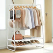 Heavy-Duty Clothes Rack – Steel – Cloud & Matte White – 2 Shelves and 6 S-Hooks