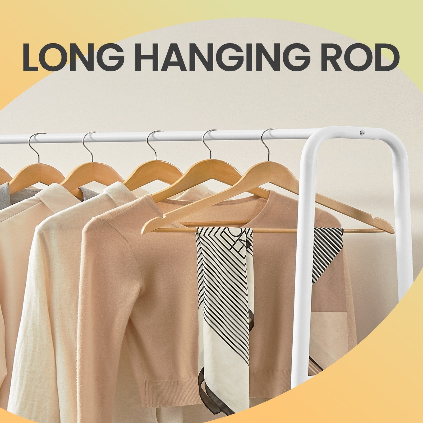 Heavy-Duty Clothes Rack – Steel – Cloud & Matte White – 2 Shelves and 6 S-Hooks