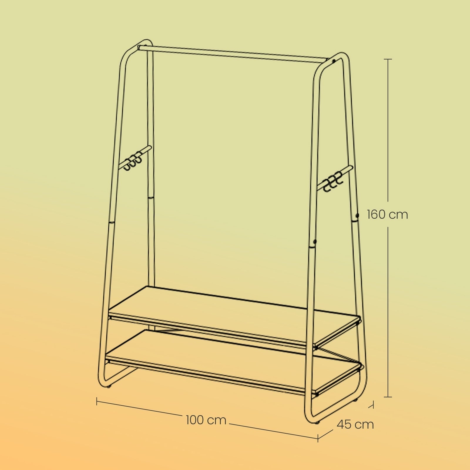 Heavy-Duty Clothes Rack – Steel – Cloud & Matte White – 2 Shelves and 6 S-Hooks