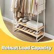 Clothes Rack – Steel – Rustic Brown and Black – Heavy-Duty with 2 Shelves and 6 S Hooks