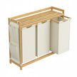 Laundry Sorter – Fabric – Cream White – 3 Compartments with Shelf and Side Pockets, 150L Capacity