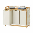 Laundry Sorter – Fabric – Cream White – 3 Compartments with Shelf and Side Pockets, 150L Capacity