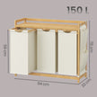 Laundry Sorter – Fabric – Cream White – 3 Compartments with Shelf and Side Pockets, 150L Capacity