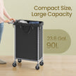 Rolling Laundry Hamper – Steel Frame – Grey – Removable Liner, 90 L Capacity