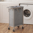 Rolling Laundry Hamper – Steel Frame – Grey – Removable Liner, 90 L Capacity