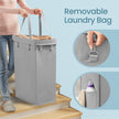 Rolling Laundry Hamper – Steel Frame – Grey – Removable Liner, 90 L Capacity