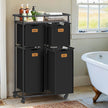 Laundry Sorter – Fabric – Ink Black and Chestnut Brown – Rolling with 4 Removable Liners and Shelf