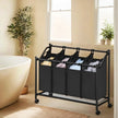 Mobile Laundry Organizer Cart – Fabric – Black – 4 Detachable Bags with Rolling Trolley Design