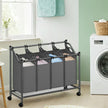 Mobile Laundry Organizer Cart – Fabric – Black – 4 Detachable Bags with Rolling Trolley Design