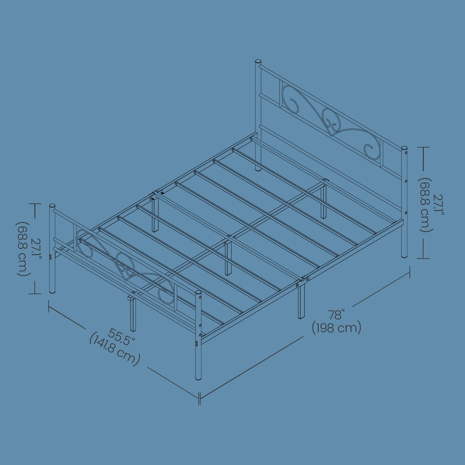 Double Bed Frame – Metal – Ink Black – Easy Assembly, Suitable for Small Spaces