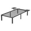 Single Metal Bed Frame – Metal – Black – Includes Bedside Shelves