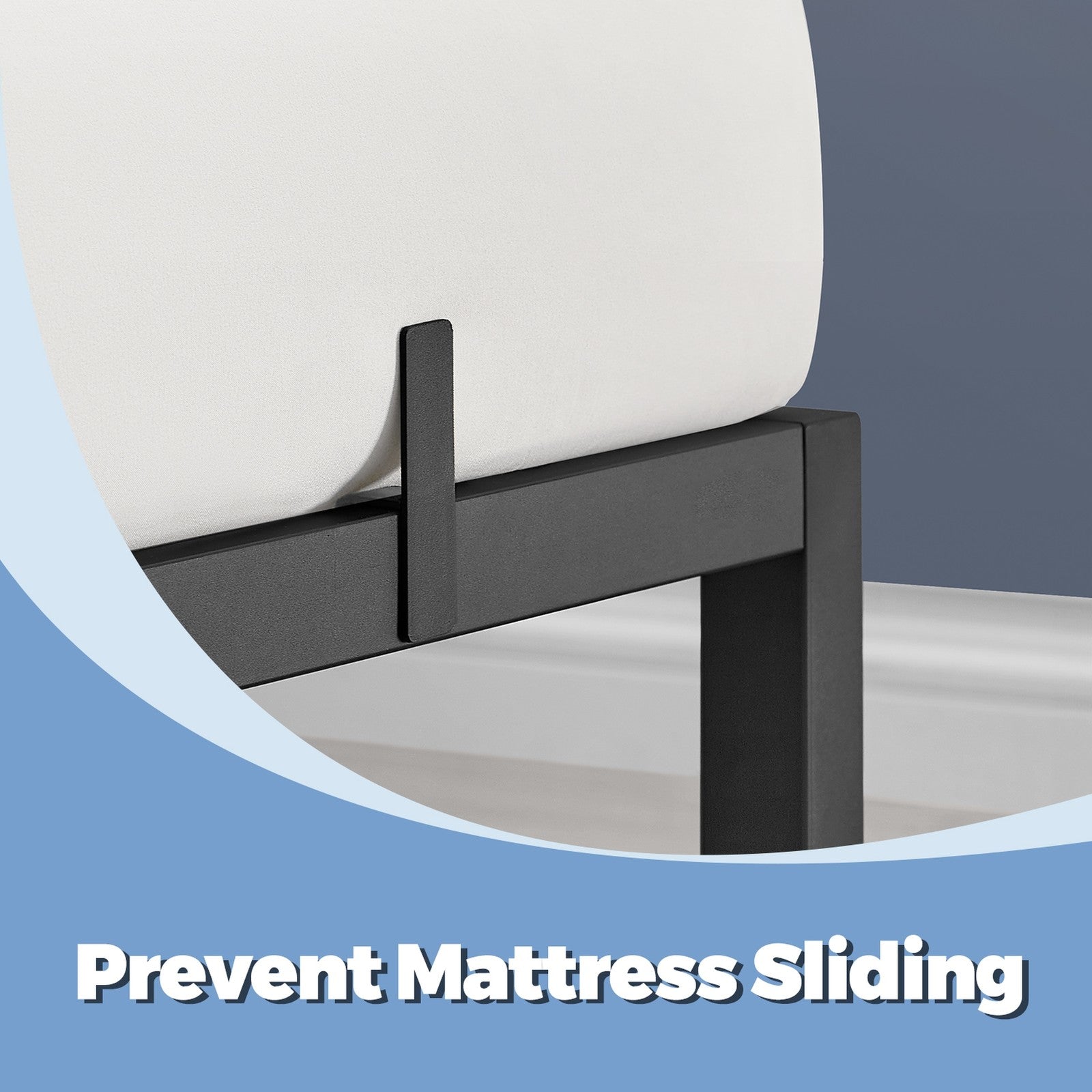 Single Metal Bed Frame – Metal – Black – Includes Bedside Shelves