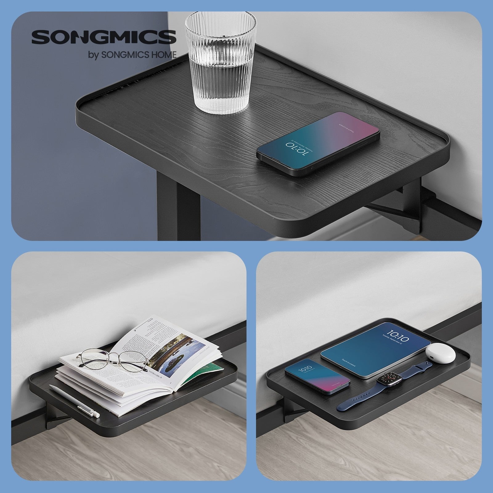 Single Metal Bed Frame – Metal – Black – Includes Bedside Shelves