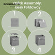 Foldable Storage Cube Set of 4 – Oxford and Linen-Look Fabric – Grey – Washable with Dual Handles and Metal Label Holders