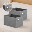 Set of 2 Foldable Wardrobe Storage Baskets – Oxford & Linen-Look Fabric – Grey – Washable with Handles and Metal Label Holders