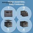 Set of 3 Fabric Storage Bins – Fabric – Ink Black – Foldable with Handles and Label Holders