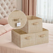 Set of 3 Fabric Storage Bins – Fabric – Ink Black – Foldable with Handles and Label Holders