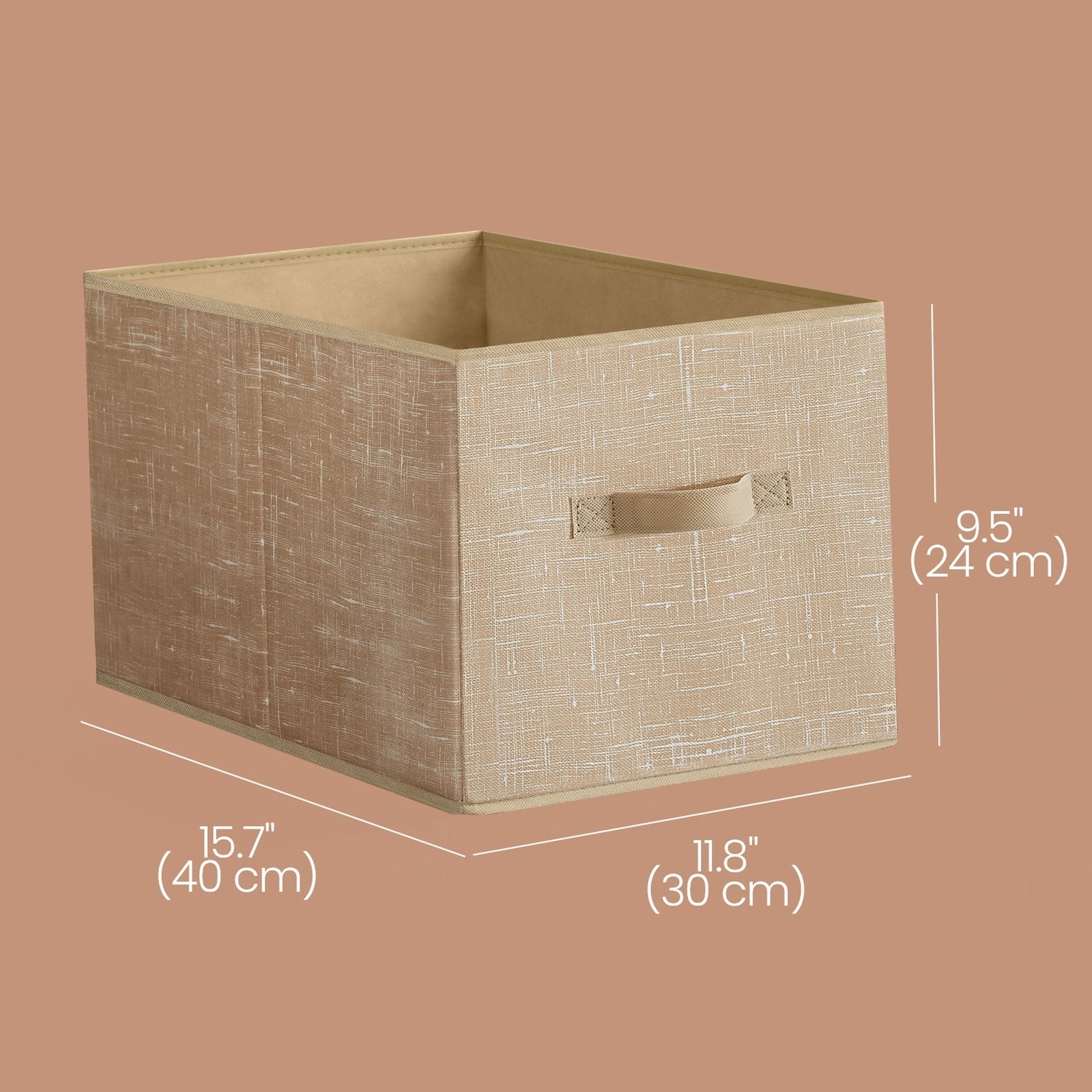Set of 3 Fabric Storage Bins – Fabric – Ink Black – Foldable with Handles and Label Holders