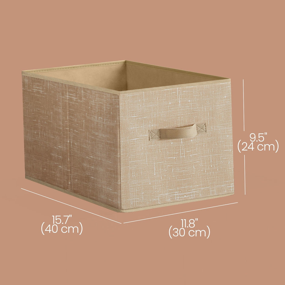 Set of 3 Fabric Storage Bins – Fabric – Ink Black – Foldable with Handles and Label Holders
