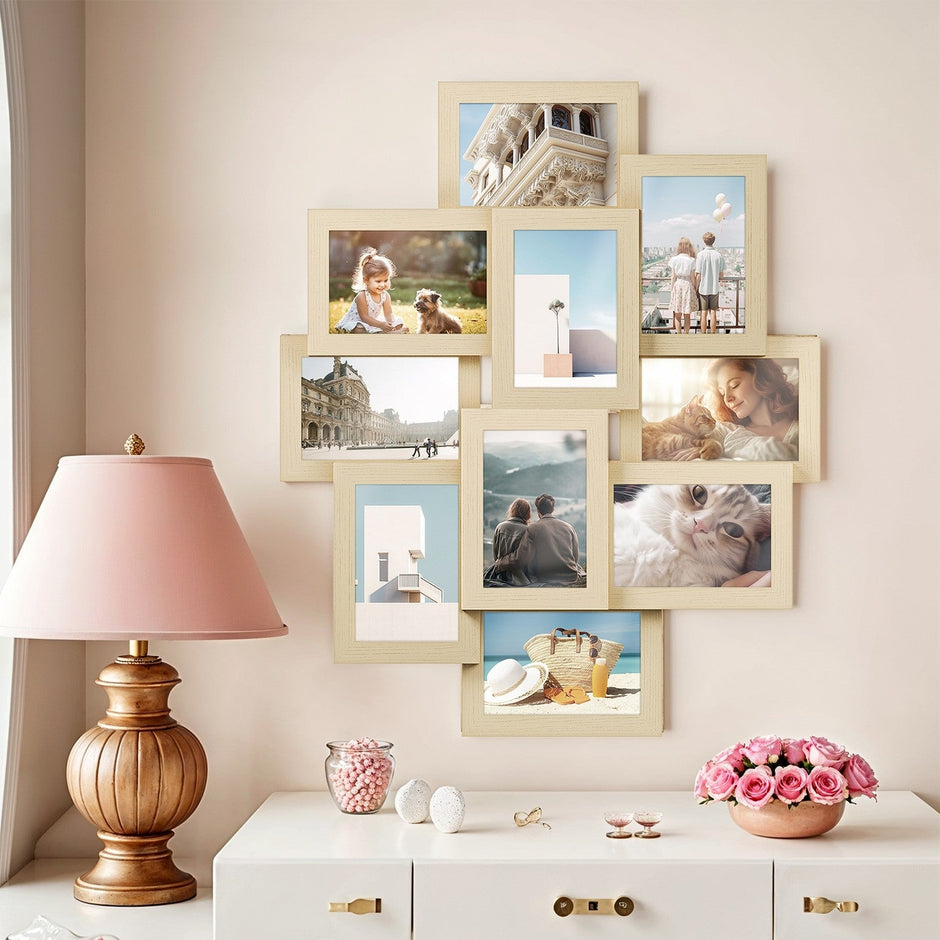 Collage Picture Frame – MDF – Cloud White – 10-Opening for 4x6 Photos
