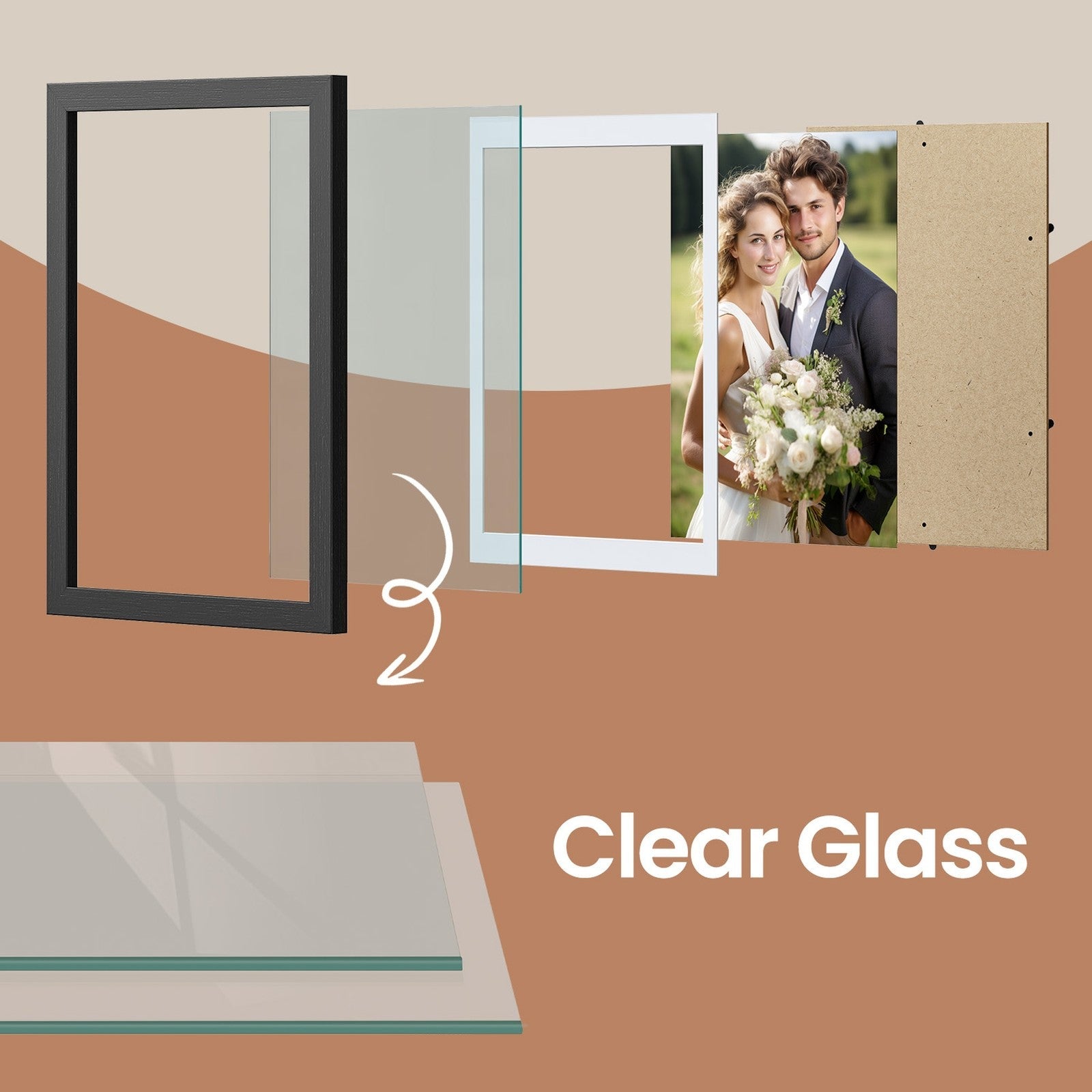Set of 2 Multi Picture Frames – Wood – Black – Includes Mats for A4 and 4x6 Photos