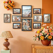 Set of 10 Photo Frames – MDF and Glass – Black – Includes Mats for Various Sizes, Hanging or Tabletop Display