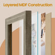 Set of 10 Photo Frames – MDF and Glass – Black – Includes Mats for Various Sizes, Hanging or Tabletop Display