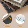 Set of 10 Photo Frames – MDF and Glass – Black – Includes Mats for Various Sizes, Hanging or Tabletop Display