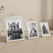 Set of 10 Photo Frames – MDF and Glass – Black – Includes Mats for Various Sizes, Hanging or Tabletop Display