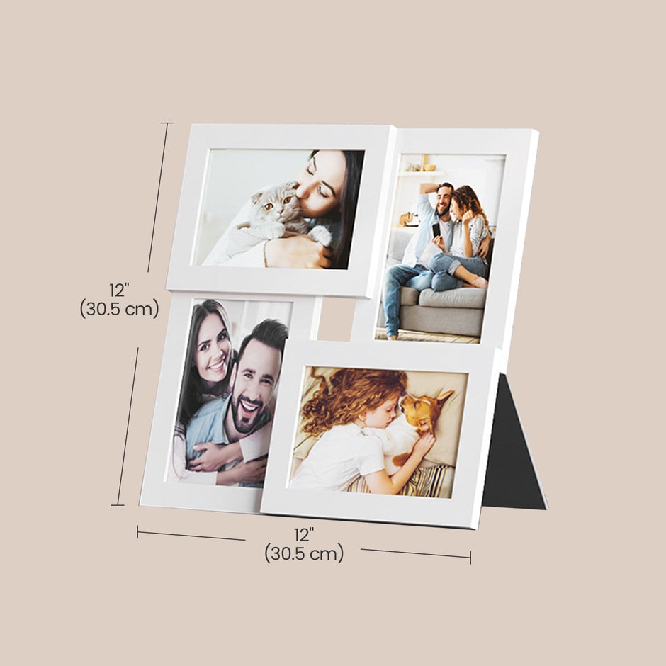 Collage Picture Frame – Cloud White – 4-Opening Design for 4x6 Photos – Elegant Wall Decor