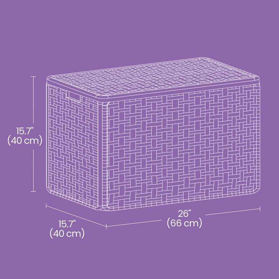 Storage Bin – Synthetic Rattan – Grey – Foldable with Lid and Handles