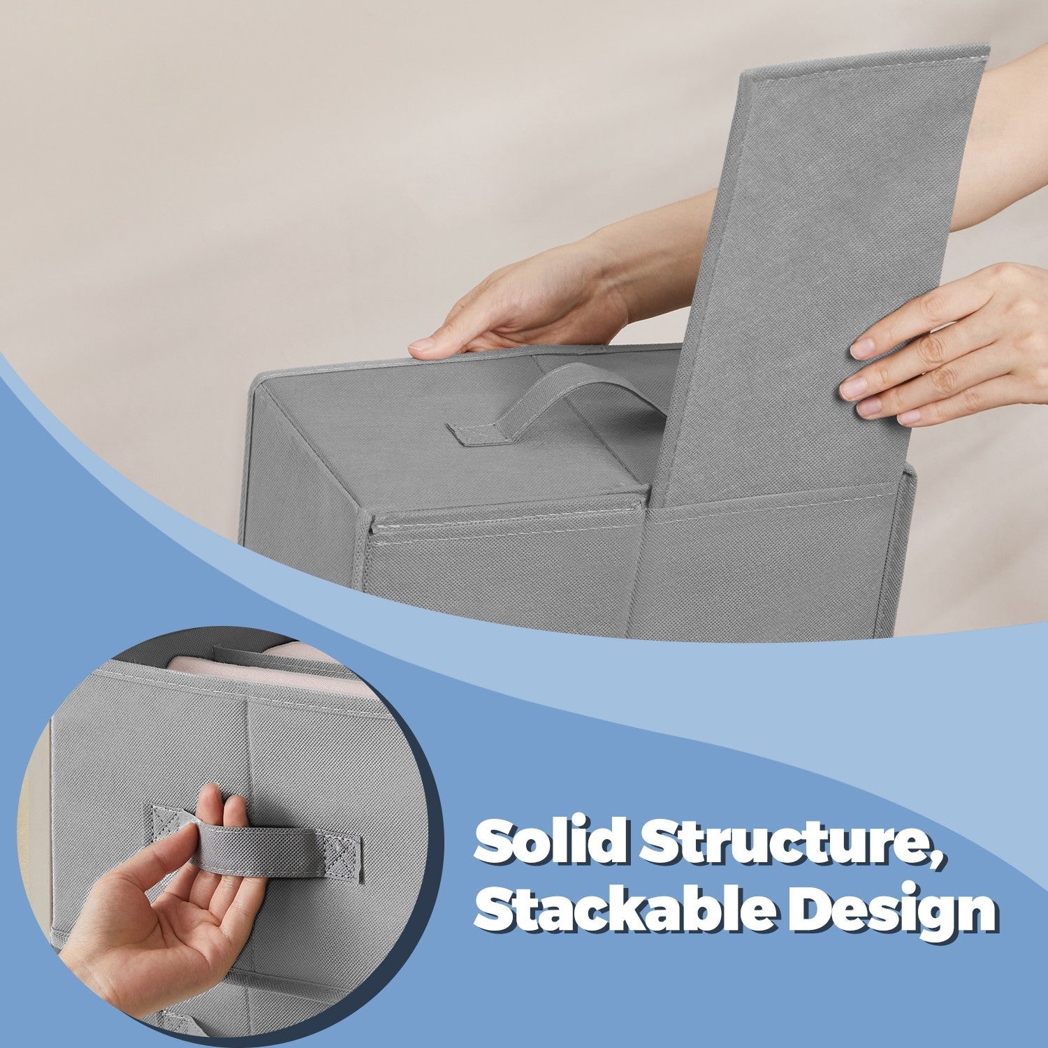 6-Compartment Foldable Drawer Organizers – Fabric – Dove Grey – Ideal for Wardrobe and Closet Storage