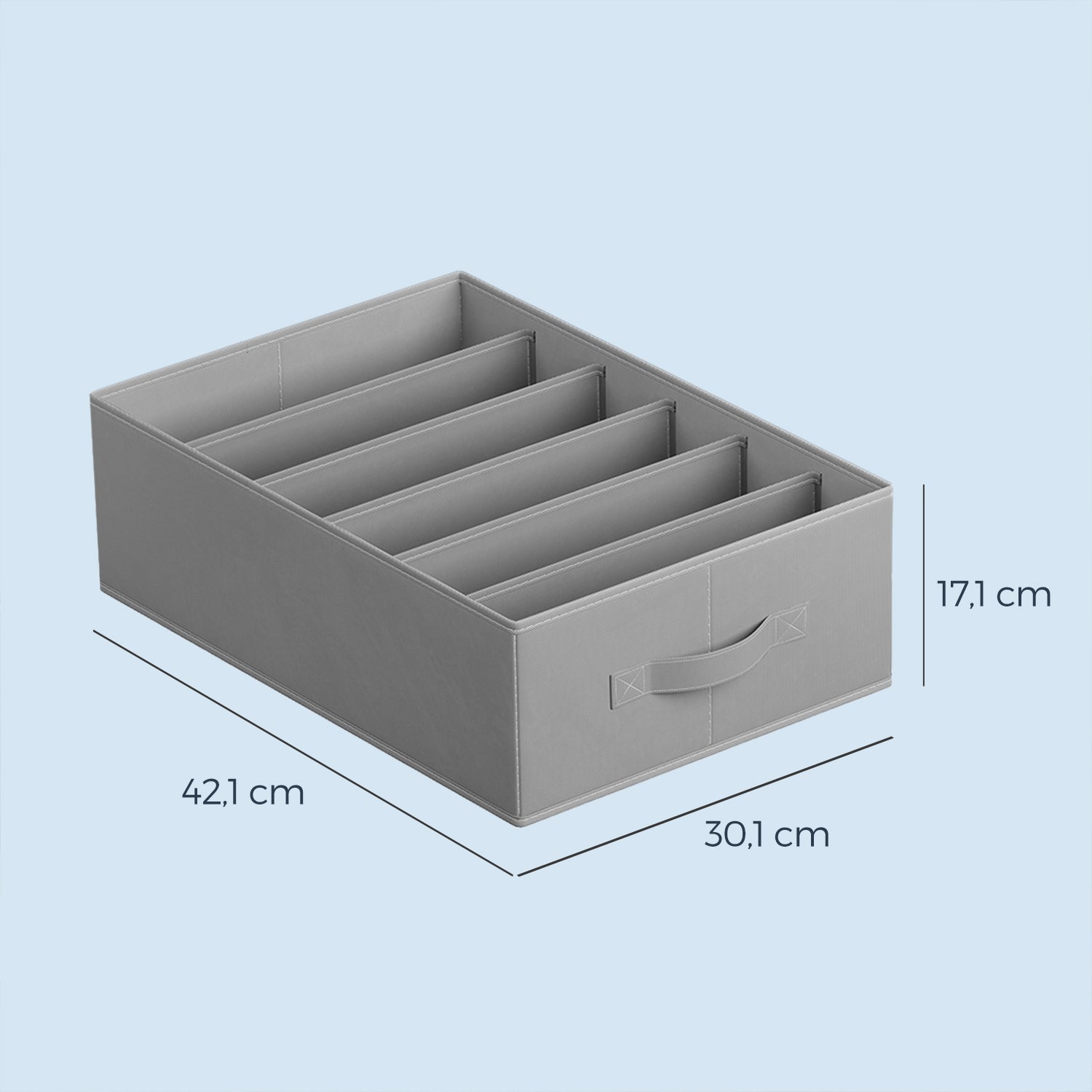6-Compartment Foldable Drawer Organizers – Fabric – Dove Grey – Ideal for Wardrobe and Closet Storage