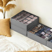 Set of 6 Drawer Organizers – Fabric – Ink Black – 120 Cells for Underwear and Accessories